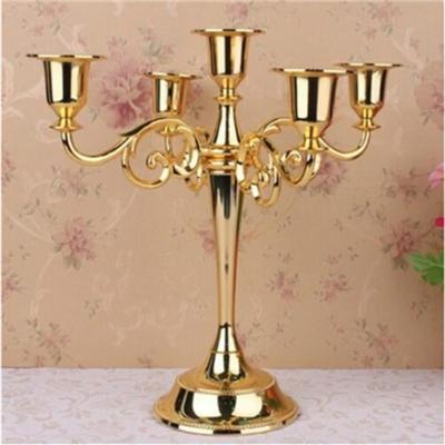 Retro kandelaar Home Decoratie woonkamer Cafe thema restaurant sieraden kaarslicht diner rekwisieten geschenken stijl: goud-5 armen