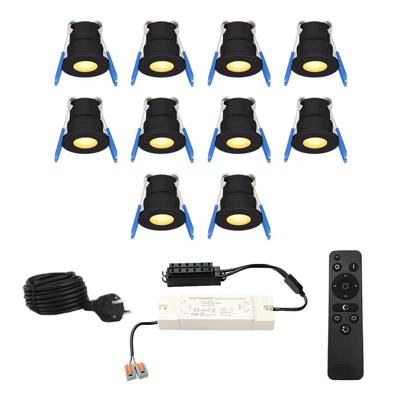 Set van 10 12V 3W - Mini LED Inbouwspot - Zwart - Dimbaar - Verzonken - Verandaverlichting - IP65 voor buiten - 2700K - Warm wit