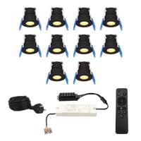 Set van 10 12V 3W - Mini LED Inbouwspot - Zwart - Dimbaar - Verzonken - Verandaverlichting - IP65 voor buiten - 2700K - Warm wit - thumbnail