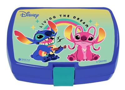 Serviesset - FUN HOUSE - STITCH AND ANGEL - Glas, bord Ø22 cm en Ø16 cm, bestek, waterfles en snackdoosje