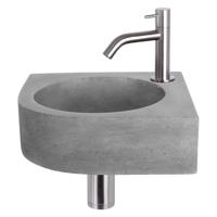 Differnz Cleo fonteinset - 31.5x31.5x10cm - Kwartrond - 1 kraangat - Gebogen matte chromen kraan - Beton Grijs 38.401.22 - thumbnail