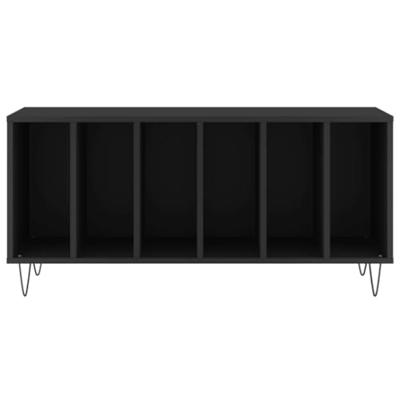 Platenkast 100x38x48 cm bewerkt hout zwart - thumbnail