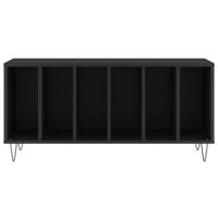 Platenkast 100x38x48 cm bewerkt hout zwart - thumbnail