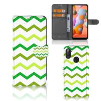 Samsung Galaxy M11 | A11 | Telefoon Hoesje | Zigzag Groen - thumbnail