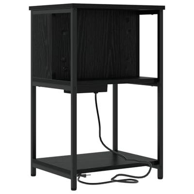 Nachtkastje Zwart eiken 38 x 31 x 61 cm Bewerkt hout