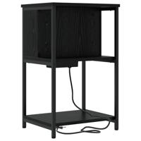 Nachtkastje 2 pcs Zwart eiken 38 x 31 x 61 cm Bewerkt hout - thumbnail