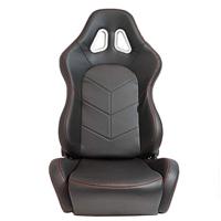 Sportstoel 'TN' - Zwart Kunstleder + Rode stiksels - Dubbelzijdig verstelbare rugleuning - SS63LR - thumbnail