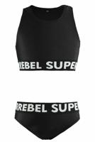 SUPERREBEL Meisjes bikini sportief - Zwart - thumbnail