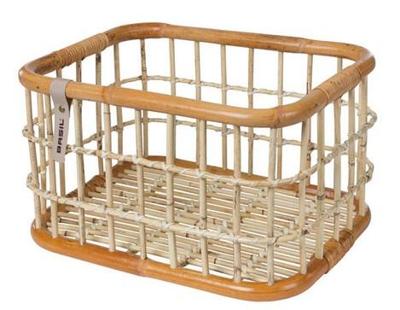 Basil green life - rotan fietsmand - large - voorop- natural bruin