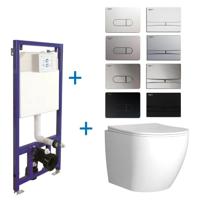 Toiletset Budget 62 Mudo Glans Wit Met B&W Drukplaat - thumbnail