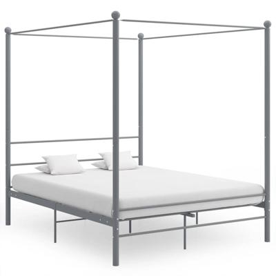 Hemelbedframe metaal grijs 160x200 cm Hemelbedframe metaal grijs 160x200 cm