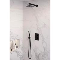 Thermostatische inbouw regendouche 3-weg omstelling mat zwart SET 25 met 20 cm douchekop, handdouche, en accessoires - thumbnail