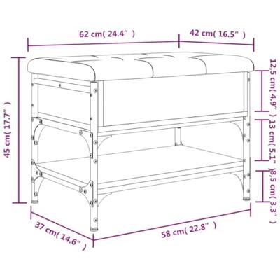 Schoenenbank 62x42x45 cm bewerkt hout grijs sonoma eikenkleurig