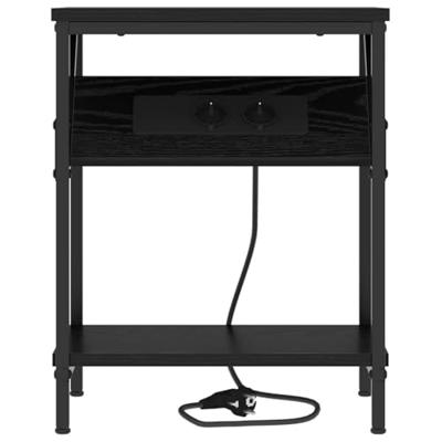 Nachtkastje 2 pcs Zwart eiken 38 x 30 x 48 cm Bewerkt hout