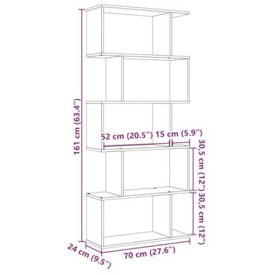 Kamerscherm / boekenkast 5-laags 70x24x161 cm hout betongrijs