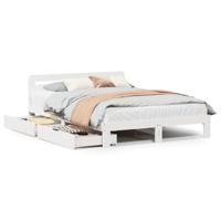 Bedframe zonder matras massief grenenhout wit 120x190 cm - thumbnail