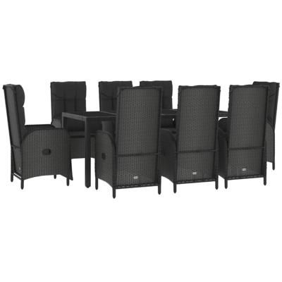 9-delige Tuinset poly rattan zwart