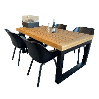 Enjoyfires: Vuur-eettafel Teakhout Rechthoek 180x100x76 cm - Zwart - thumbnail