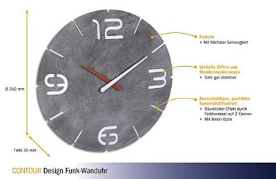 TFA Dostmann 60.3536.15 Wandklok Zendergestuurd 350 mm x 35 mm Beton-grijs TFA Dostmann 60.3536.15 Wandklok Zendergestuurd 350 mm x 35 mm Beton-grijs