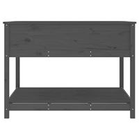 Plantenbak met schap 111,5x111,5x81 cm massief grenenhout grijs - thumbnail