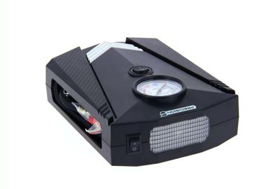 12V minicompressor - PRECISION STEEL - 8 bar - Presta-, Schrader- en naaldkoppelingen - 3 m slang - 100 W - LED-zaklamp