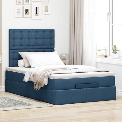 Ottoman bed met matras 90x190cm stof blauw - thumbnail