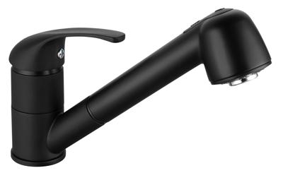 Keukenmengkraan - BAGO - Uittrekbare 2-straals sproeier - Matzwart - Klassiek design - Eenvoudige installatie