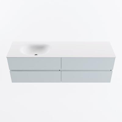 MONDIAZ VICA 160cm badmeubel onderkast Clay 4 lades. Wastafel MOON links 1 kraangat, kleur Talc.