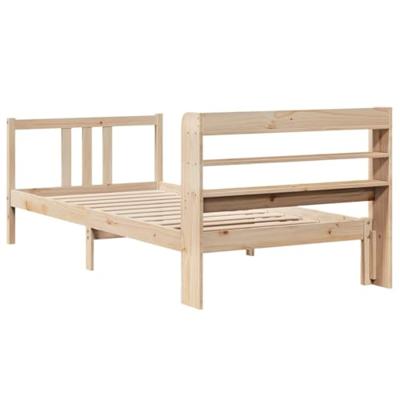 Bedframe met hoofdbord massief grenenhout 75x190 cm
