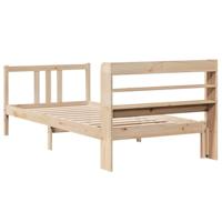 Bedframe met hoofdbord massief grenenhout 75x190 cm - thumbnail