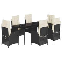 7-delige Tuinset met kussens poly rattan zwart - thumbnail