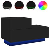 Nachtkastje met LED-verlichting 70x36x40,5 cm zwart - thumbnail
