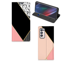 OPPO Find X3 Neo Stand Case Zwart Roze Vormen - thumbnail