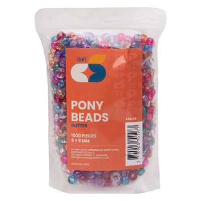 Colorations - pony kralen glitter 6x9 mm, 1000st. Colorations - pony kralen glitter 6x9 mm, 1000st.