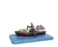 Man in Boat with Flowers Polyresin 18cm Santaville - Santaville - thumbnail