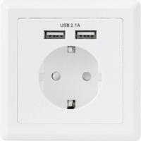 Sygonix SY-5045294 Stopcontact (inbouw) Aanraakbeveiliging, Met USB-laaduitgang IP20 Wit - thumbnail