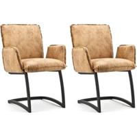 Sohome Eetkamerstoel 'Harald' Eco-leder met metaal, kleur cognac - thumbnail