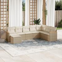8-delige Loungeset met kussens poly rattan beige - thumbnail