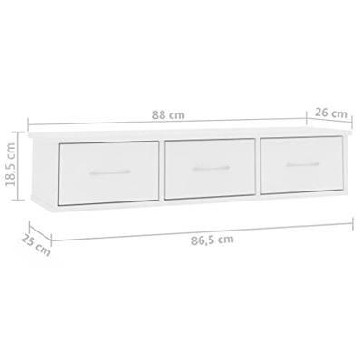 Wandschap met lades 88x26x18,5 cm spaanplaat wit