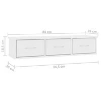 Wandschap met lades 88x26x18,5 cm spaanplaat wit - thumbnail