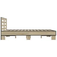 Bedframe bewerkt hout metaal sonoma eikenkleurig 120x200 cm - thumbnail