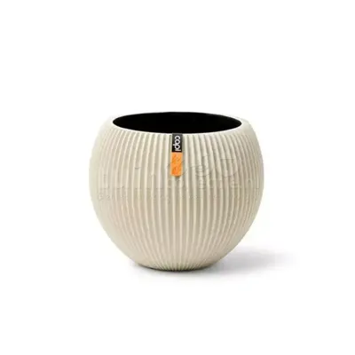 Capi nature groove indoor bol bloempot 18x15 cm beige