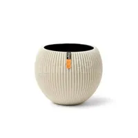 Capi nature groove indoor bol bloempot 18x15 cm beige - thumbnail