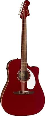 Fender Redondo Player Candy Apple Red WN White Pickguard elektrisch-akoestische westerngitaar