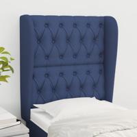 Hoofdbord met randen 83x23x118/128 cm stof blauw - thumbnail