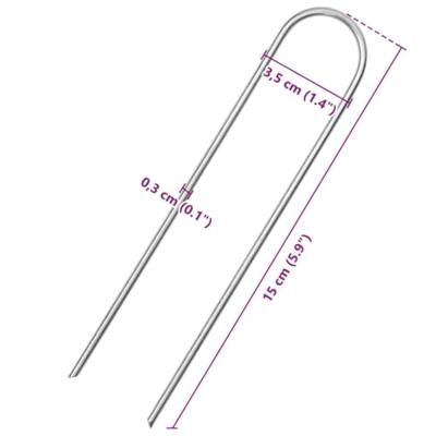 VidaXL Grondharingen 25 st u-vormig 15x3,5 cm gegalvaniseerd staal VidaXL Grondharingen 25 st u-vormig 15x3,5 cm gegalvaniseerd staal