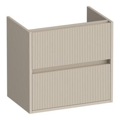 Brauer Adore Wavy - Onderkast Ondiep - 60 cm - met 2 Softclose Lades Greeploos en 1 Sifon Uitsparing - Mat Beige