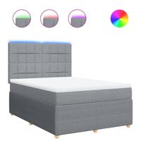 Boxspring met matras stof lichtgrijs 140x190 cm - thumbnail