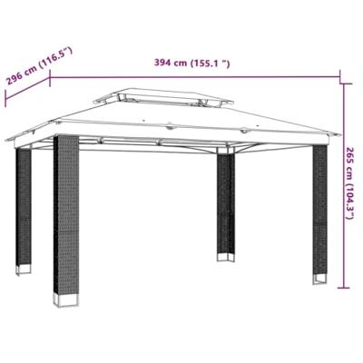 Prieel met dubbel dak 3,94x2,96 m staal antracietkleurig Prieel met dubbel dak 3,94x2,96 m staal antracietkleurig