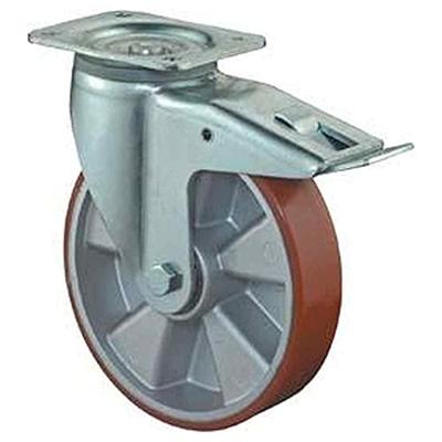 BS Rollen Zwenkwiel met totaalklem | wiel-d. 100 mm draagvermogen 200 kg | met schroefplaat kogellager | gietwerk polyurethaan-wielband | 1 stuk -